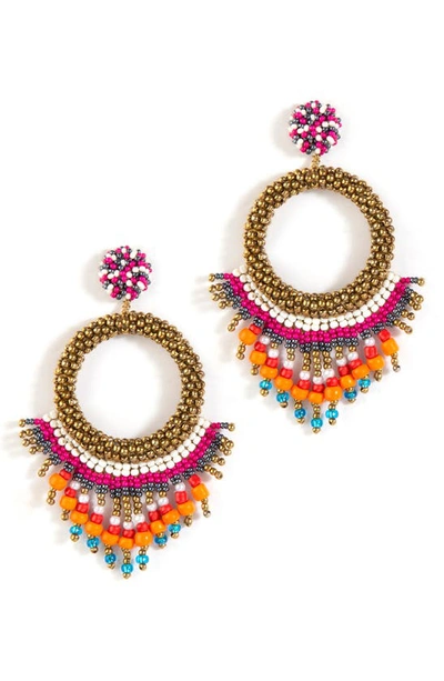 Shop Deepa Gurnani Zahira Drop Earrings In Fuchsia