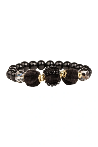 Shop Saachi Opulent Glass Bead Metal Bracelet In Black