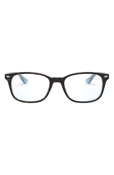 Shop Ray Ban 51mm Square Optical Glasses In Blue Havana