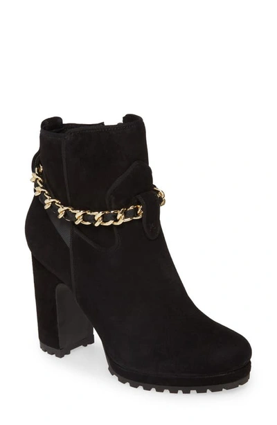 Shop Karl Lagerfeld Lark Chain Platform Bootie In Black Suede