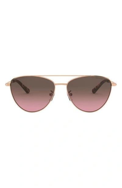Shop Michael Kors 58mm Pilot Sunglasses In Rose Gold/ Gradient Mirr