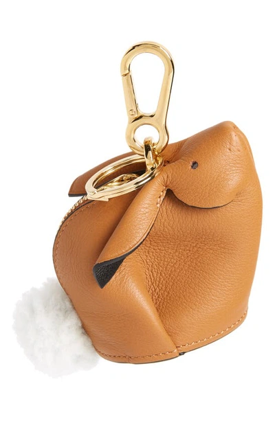 Shop Loewe Bunny Bag Charm With Genuine Shearling In Light Caramel