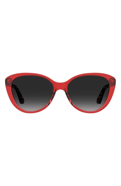 Shop Kate Spade Visalia 55mm Gradient Cat Eye Sunglasses In Red/ Grey Shaded