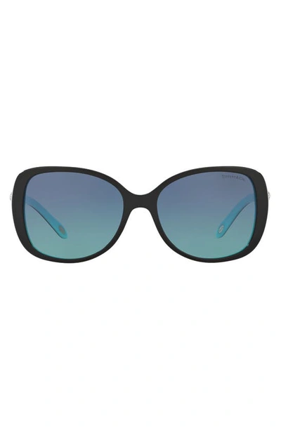 Shop Tiffany & Co 55mm Gradient Butterfly Sunglasses In Black/ Blue Gradient