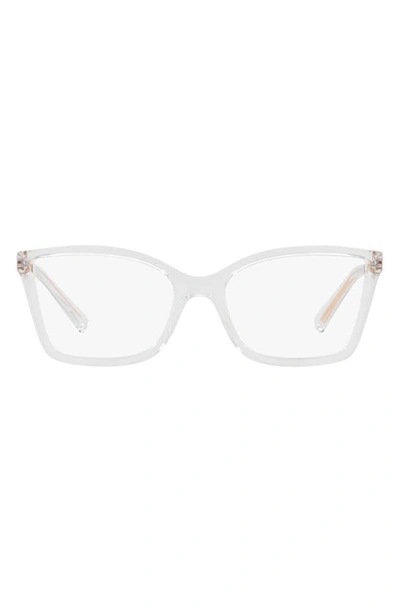 Shop Michael Kors 54mm Rectangular Optical Glasses In Crystal