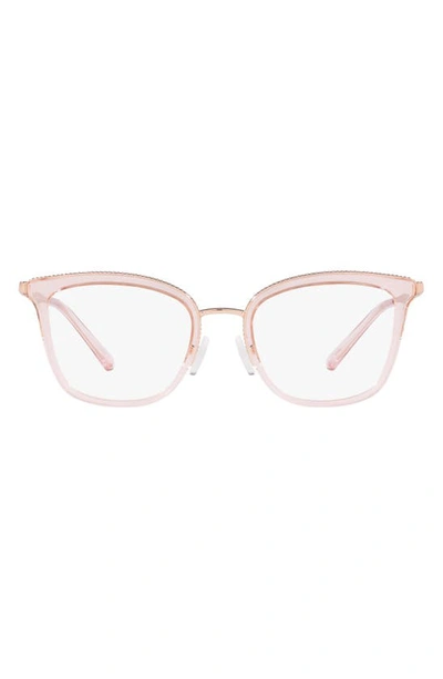 Shop Michael Kors 51mm Square Optical Glasses In Transparent Pink