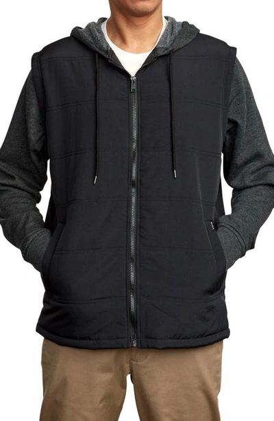 Shop Rvca Logan Puffer Jacket In Black/ Grey