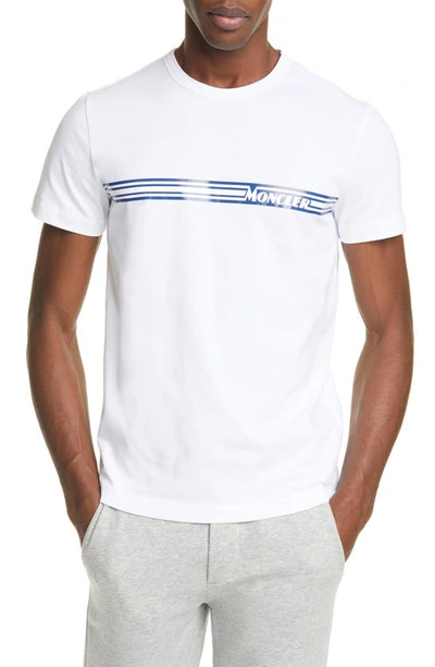 Shop Moncler Stripe Logo T-shirt In White