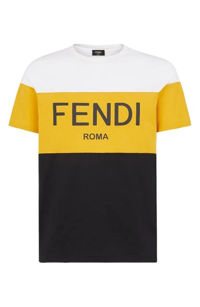Shop Fendi Roma Colorblock T-shirt In White Black