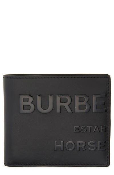 Shop Burberry Horseferry Logo Leather Bifold Wallet In Black