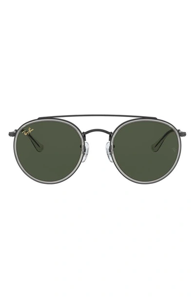 Shop Ray Ban 51mm Aviator Sunglasses In Shiny Black/ Green