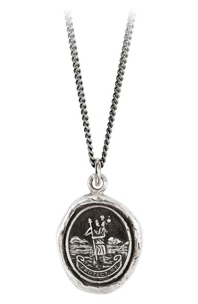 Shop Pyrrha Saint Christopher Pendant Necklace In Silver