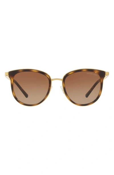 Shop Michael Kors 54mm Round Sunglasses In Dark Tortoise/ Gold/ Brown