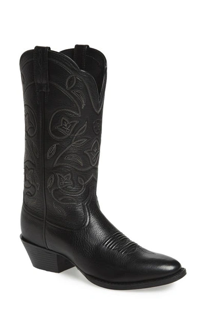 Shop Ariat Heritage Western R-toe Boot In Black Leather