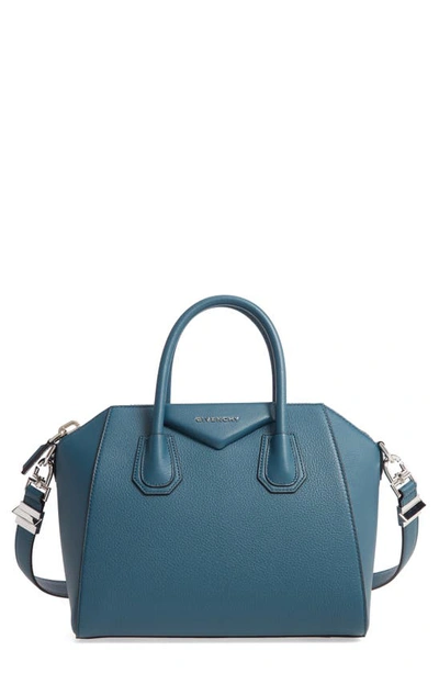 Shop Givenchy Small Antigona Leather Satchel In Oil Blue