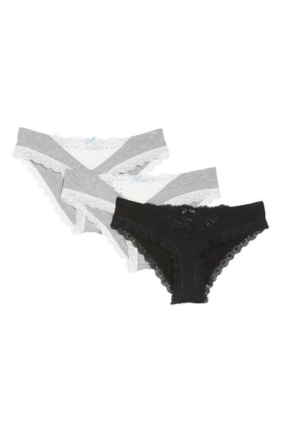 Shop Honeydew Intimates 3-pack Willow Hipster Panties In Heather Grey/ Black