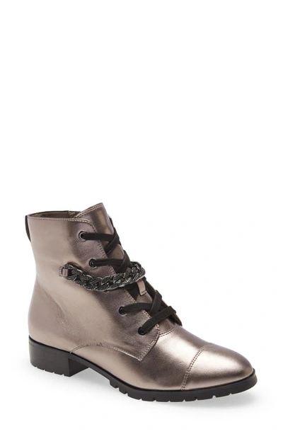 Shop Karl Lagerfeld Suki Lace-up Boot In Antique Brass Leather