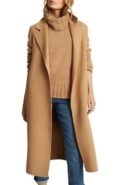 Shop Reiss Leah Wool Blend Long Coat In Camel