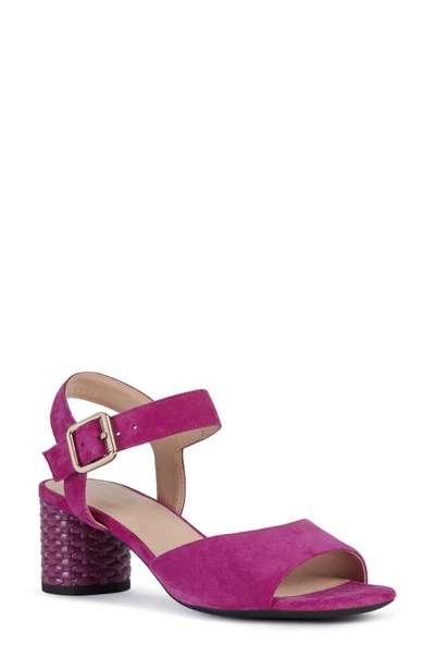 Shop Geox Ortensia Block Heel Sandal In Cyclamen Suede