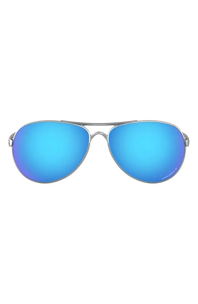 Shop Oakley 59mm Polarized Aviator Sunglasses In Silver/ Blue Gradient
