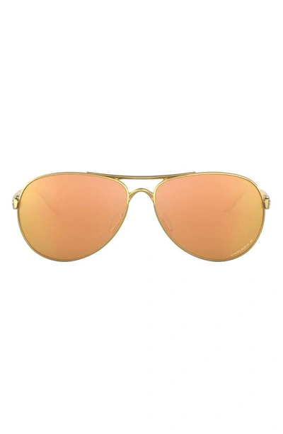 Shop Oakley 59mm Polarized Aviator Sunglasses In Polished Gold/ Prizm Rose Gold