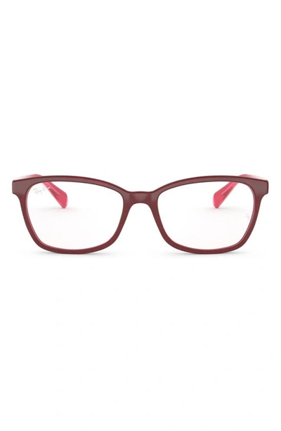 Shop Ray Ban 52mm Square Optical Glasses In Red