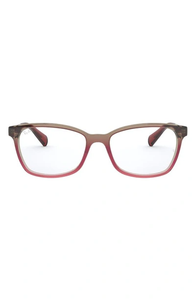 Shop Ray Ban 52mm Square Optical Glasses In Grey Red