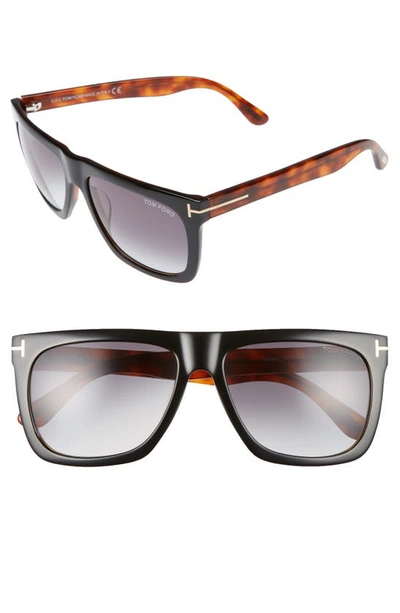 Shop Tom Ford Morgan 57mm Sunglasses In Black/ Other / Gradient Smoke