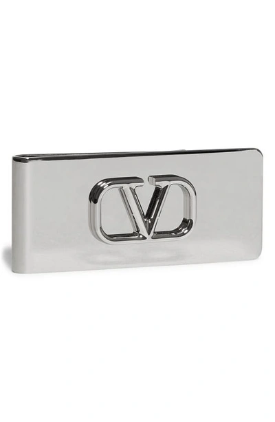 Shop Valentino Vlogo Money Clip In Platinum