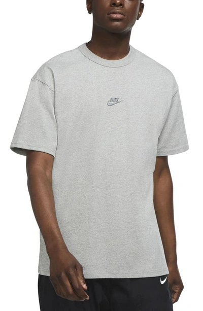 Shop Nike Sportswear Oversize Embroidered Logo T-shirt In Dark Grey Heather