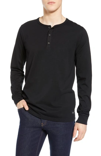 Shop Scotch & Soda Long Sleeve Henley In Black