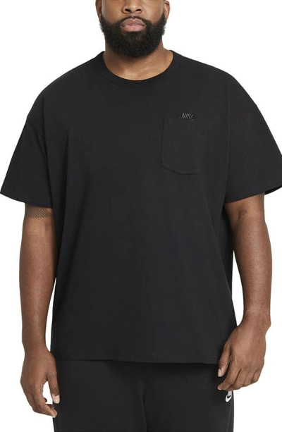 Shop Nike Premium Essential Oversize Pocket T-shirt In Black