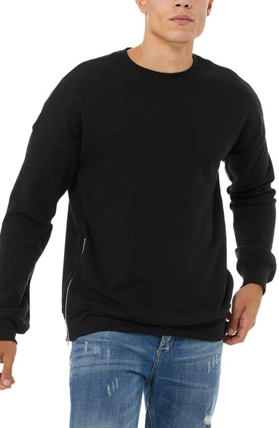 Shop Bella+canvas Side Zip Sweatshirt In Black