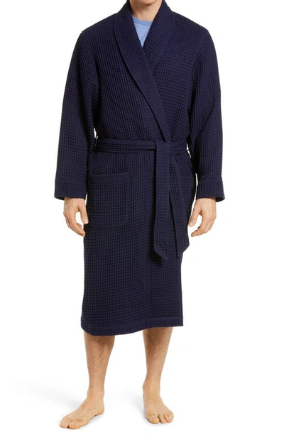 Shop Nordstrom Waffle Knit Cotton Robe In Navy Peacoat