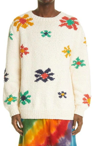 Shop The Elder Statesman Flower Blast Organic Cotton Sweater In White
