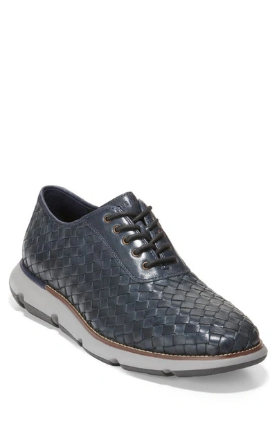 Shop Cole Haan 4.zerogrand Woven Oxford In Marine Blue Leather/ Ironstone