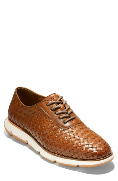 Shop Cole Haan 4.zerogrand Woven Oxford In British Tan Leather/ Ivory