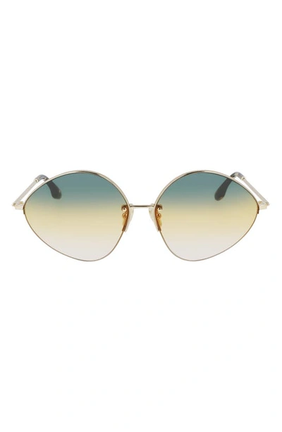 Shop Victoria Beckham 64mm Gradient Oversize Tea Cup Sunglasses In Gold/ Green Honey Rose