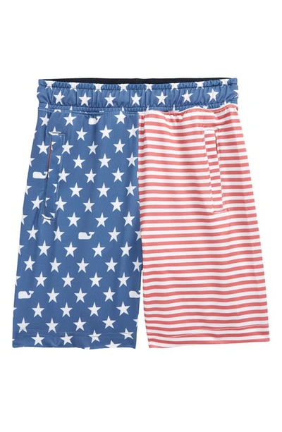 Shop Vineyard Vines Kids' Usa Lacrosse Athletic Shorts In American Flag