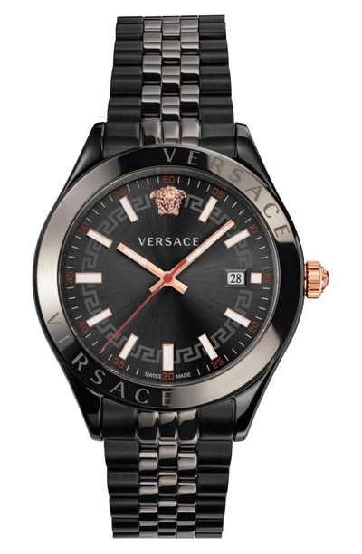 Shop Versace Hellenyium Bracelet Watch, 42mm In Black/ Grey