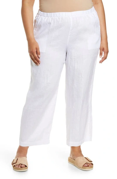 Shop Eileen Fisher Organic Linen Straight Leg Pants In White