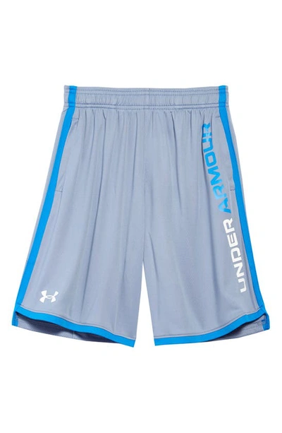Shop Under Armour Kids' Ua Stunt 3.0 Performance Athletic Shorts (big Boy) In Washed Blue / Blue Circuit