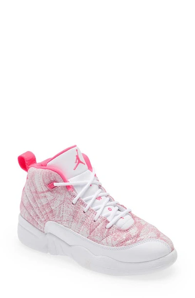 Shop Jordan 12 Retro Basketball Shoe In White/ Arctic Punch/ Pink