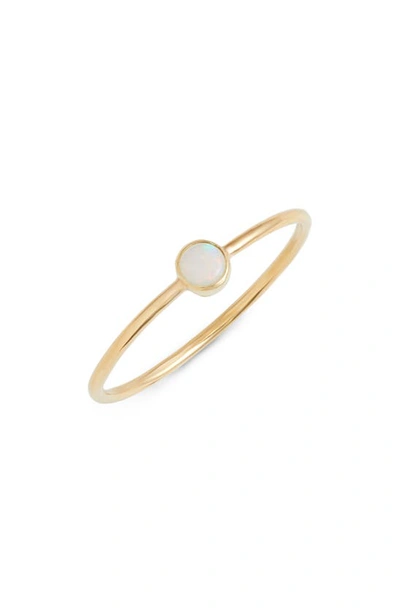 Zoë Chicco 14k Gold Thin Ring With A Bezel Set Round Opal In Yellow Gold/ Opal