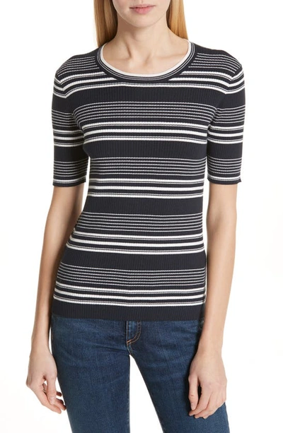 Shop Frame Panel Stripe Top In Navy Multi