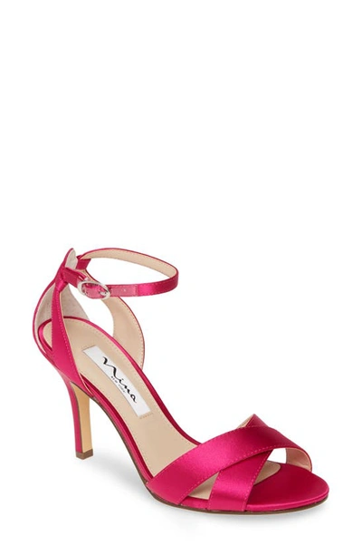 Shop Nina Ankle Strap Sandal In Fuchsia Satin