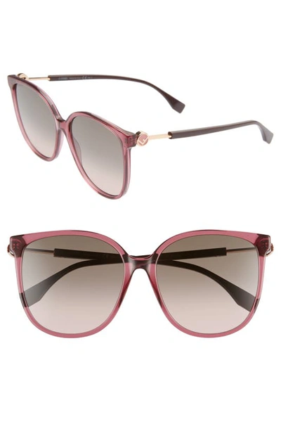 Shop Fendi 58mm Cat Eye Sunglasses In Plum