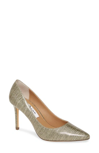 Shop Nina 85 Pointy Toe Pump In Platino Fabric