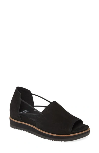 Shop Eileen Fisher Ken Flat In Black Nubuck Leather