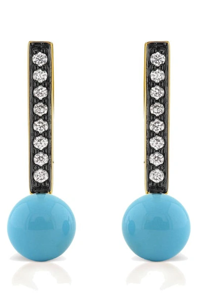 Shop Sorellina Diamond Pave Stud Earrings In Turquoise